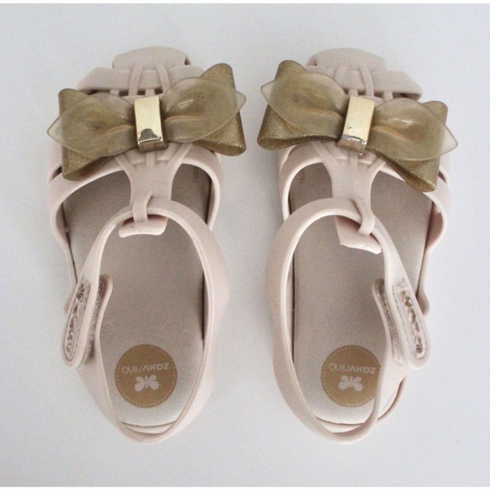 ZAXY Girl's Off White Beige Gold Bow Sandals Shoes, Toddler Size 9 (Fit 8) PLAY